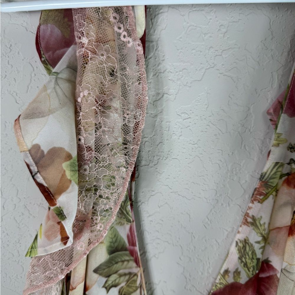 Floral V-Neck Wide Leg Jumpsuit Boho Spring Wedding Guest - Picture 7 of 11